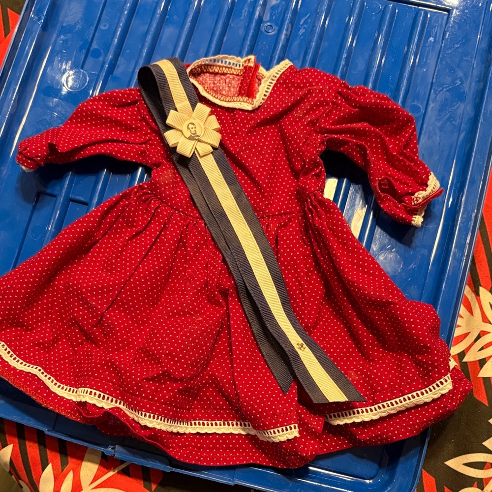 American Girl/Pleasant Company Red Polka Dot Dress with Ribbon Addy